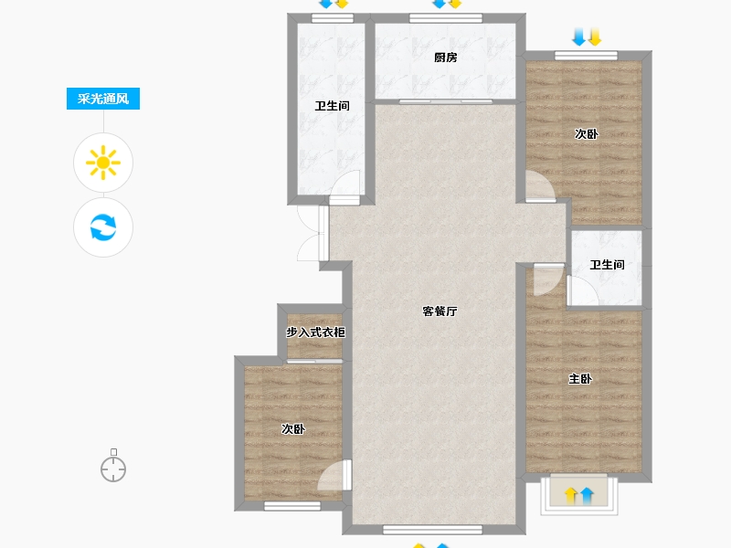 甘肃省-酒泉市-润府名苑-103.87-户型库-采光通风