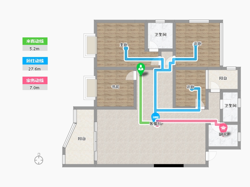 重庆-重庆市-环保局宿舍-132.00-户型库-动静线