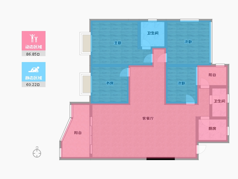 重庆-重庆市-环保局宿舍-132.00-户型库-动静分区