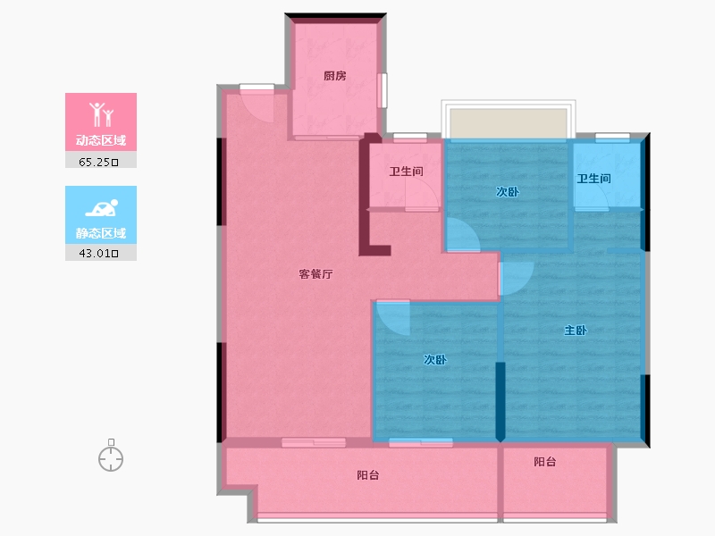 湖北省-襄阳市-徐东·壹号院-97.60-户型库-动静分区