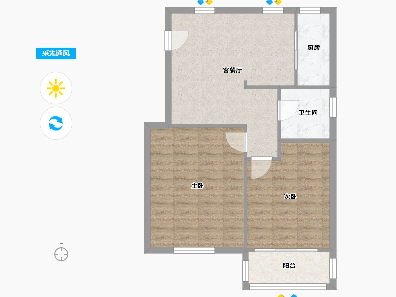 江苏省-苏州市-彩虹新村-一区-74.00-户型库-采光通风