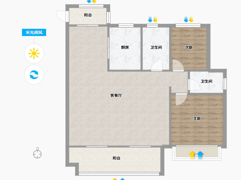 安徽省-阜阳市-石榴学府壹号-93.60-户型库-采光通风