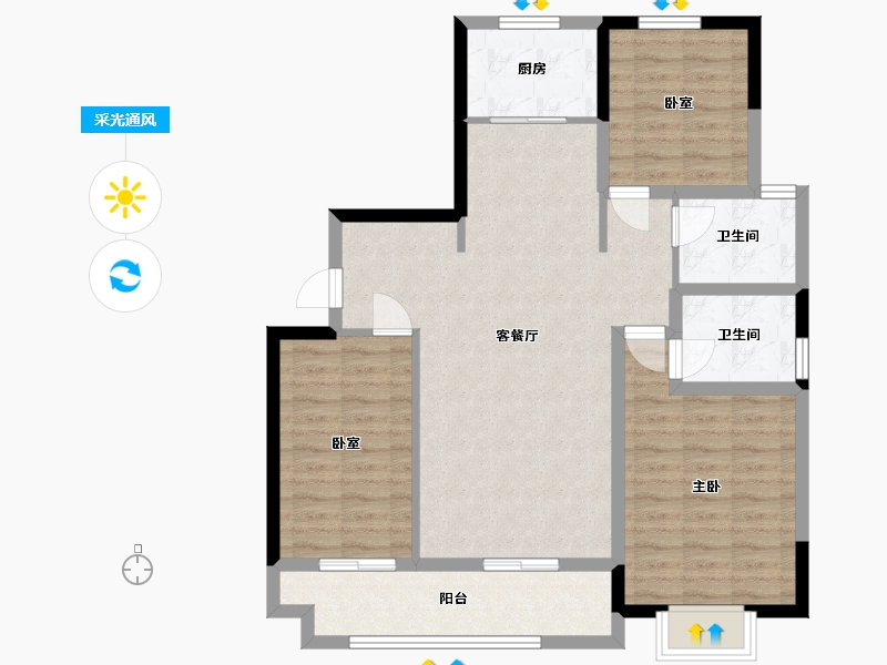 山东省-泰安市-中悦新城-95.20-户型库-采光通风