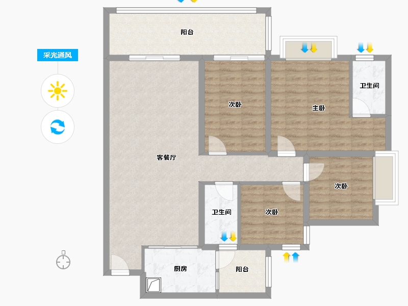 云南省-玉溪市-邦泰天誉-113.24-户型库-采光通风