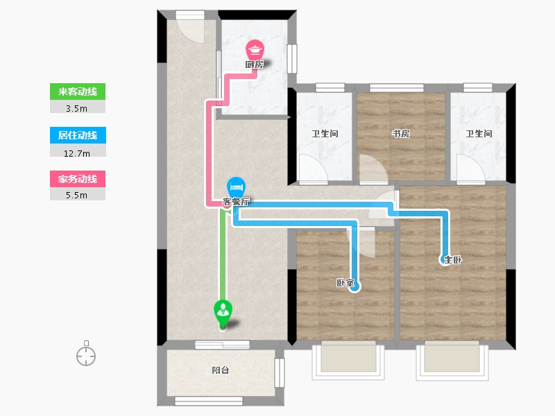 浙江省-绍兴市-星澜城-71.40-户型库-动静线