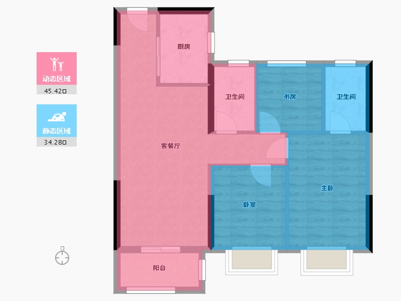 浙江省-绍兴市-星澜城-71.40-户型库-动静分区