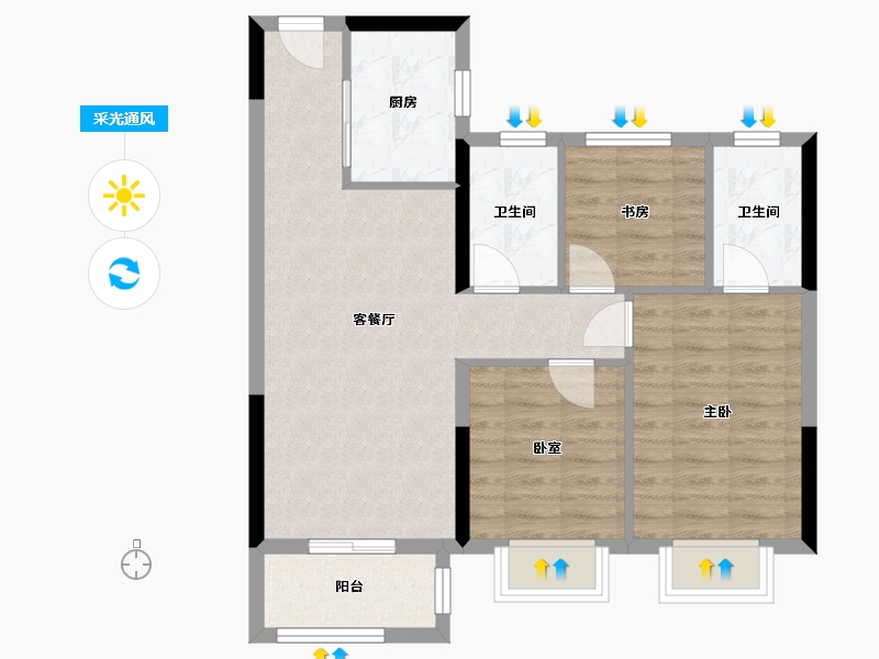 浙江省-绍兴市-星澜城-71.40-户型库-采光通风