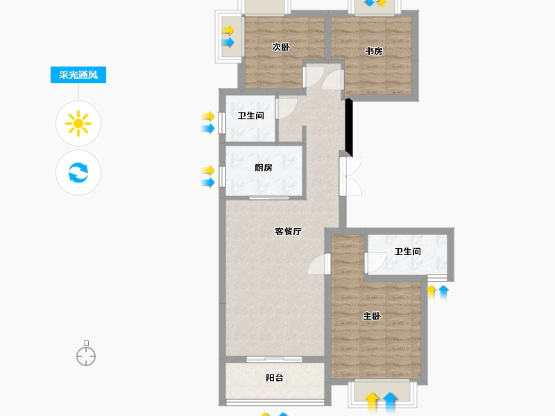 四川省-成都市-国贸锦原-81.87-户型库-采光通风