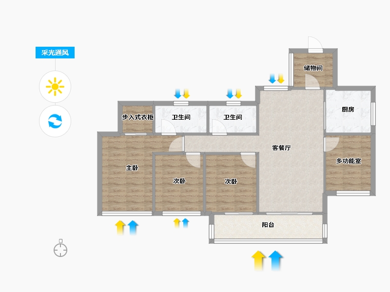 广东省-中山市-保利天珺-96.80-户型库-采光通风