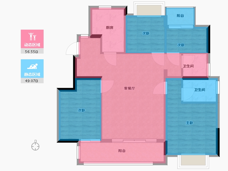 福建省-泉州市-中海学仕里-95.23-户型库-动静分区