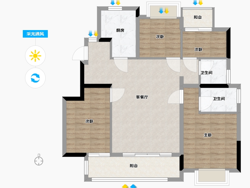 福建省-泉州市-中海学仕里-95.23-户型库-采光通风