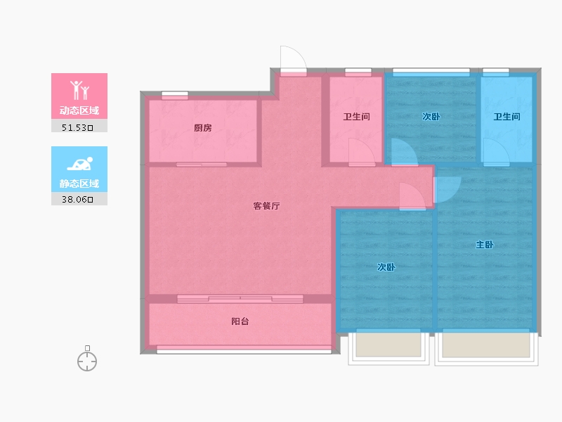 浙江省-杭州市-绿城锦海棠-80.99-户型库-动静分区