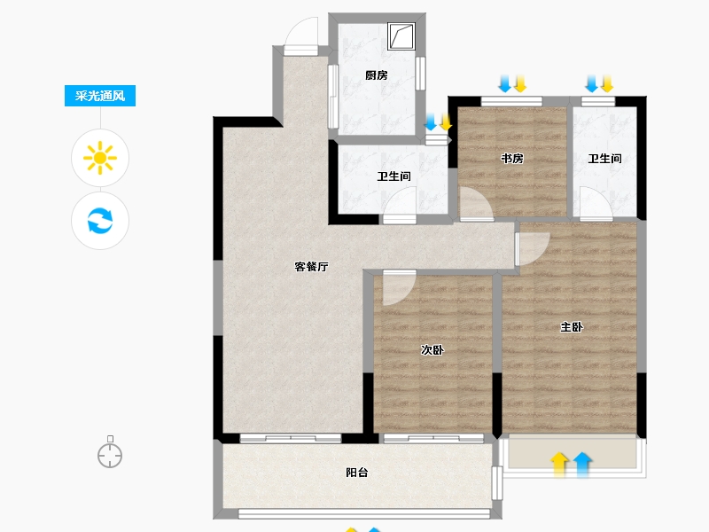 海南省-海口市-元垄·上品-96.00-户型库-采光通风