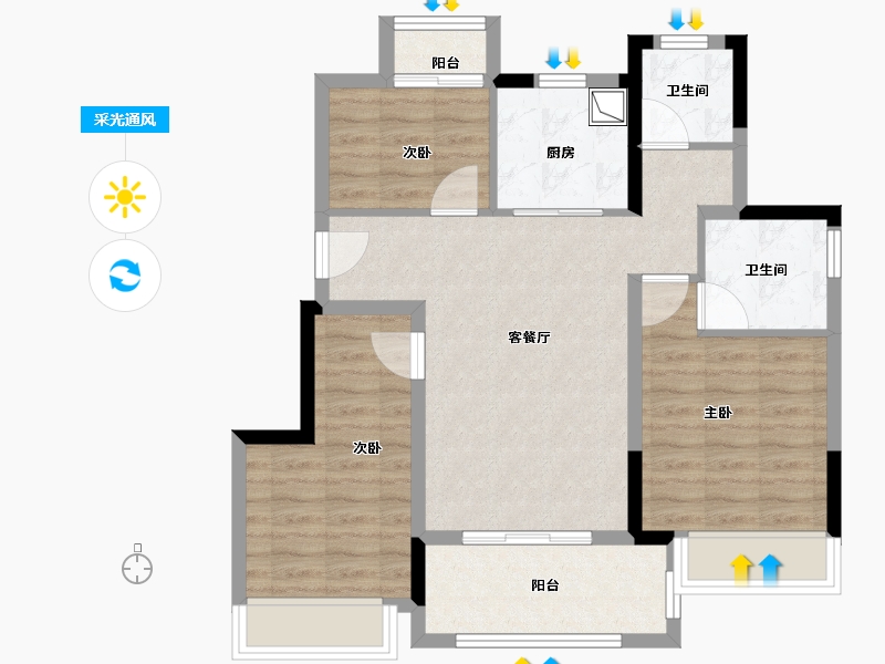 福建省-泉州市-中海学仕里-79.20-户型库-采光通风