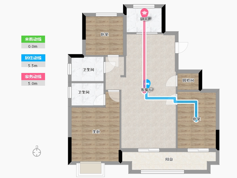 浙江省-丽水市-金瓯佳苑-86.93-户型库-动静线