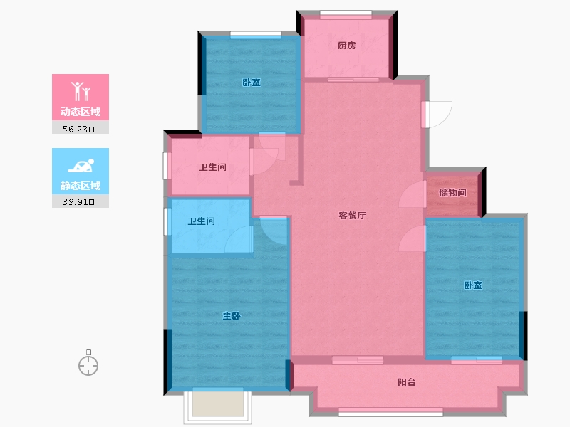 浙江省-丽水市-金瓯佳苑-86.93-户型库-动静分区