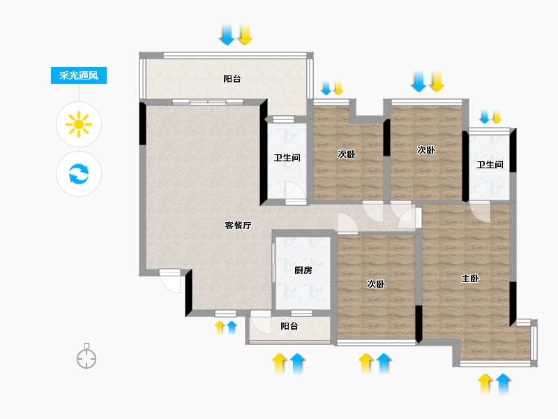 广西壮族自治区-桂林市-绿涛悦江湾-114.40-户型库-采光通风