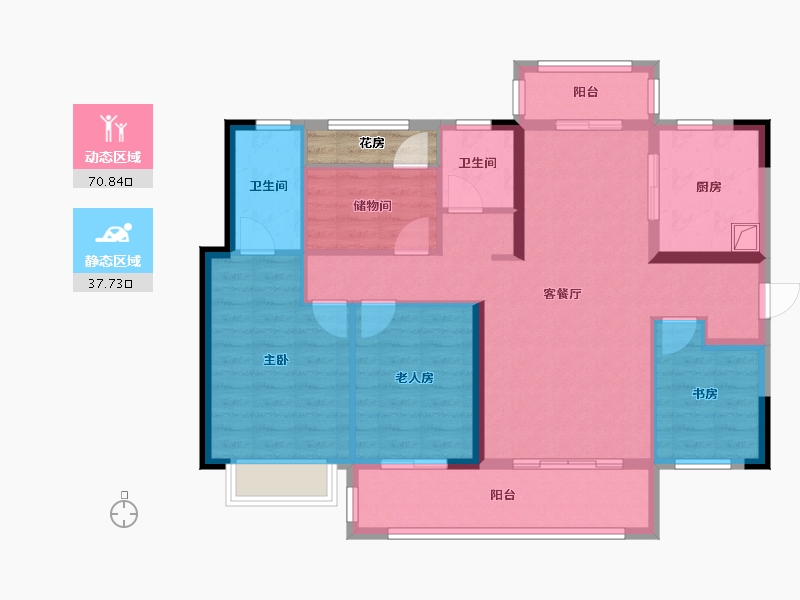 湖南省-长沙市-长沙北中心保利时代-103.08-户型库-动静分区