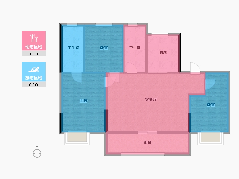 江苏省-南京市-联发华发·嘉和华府-95.20-户型库-动静分区