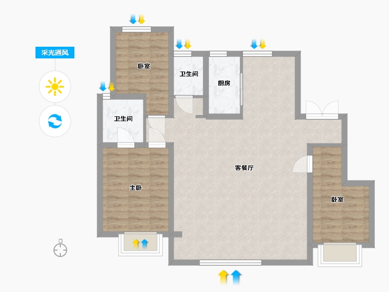 河北省-石家庄市-城发投·云和赋-89.27-户型库-采光通风