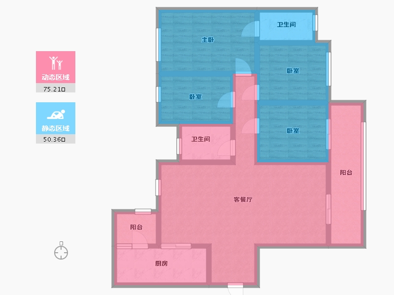 贵州省-遵义市-遵义理想城-111.20-户型库-动静分区