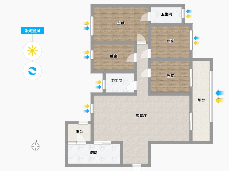 贵州省-遵义市-遵义理想城-111.20-户型库-采光通风