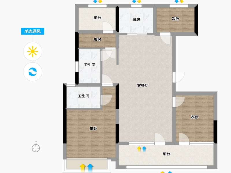 山东省-济宁市-运河春晓-96.49-户型库-采光通风