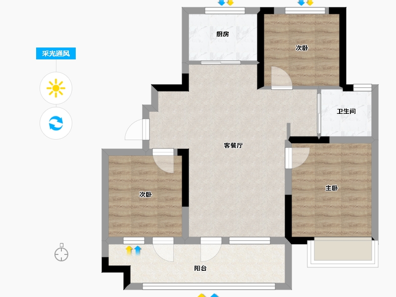 山东省-青岛市-北岸雅望-71.21-户型库-采光通风