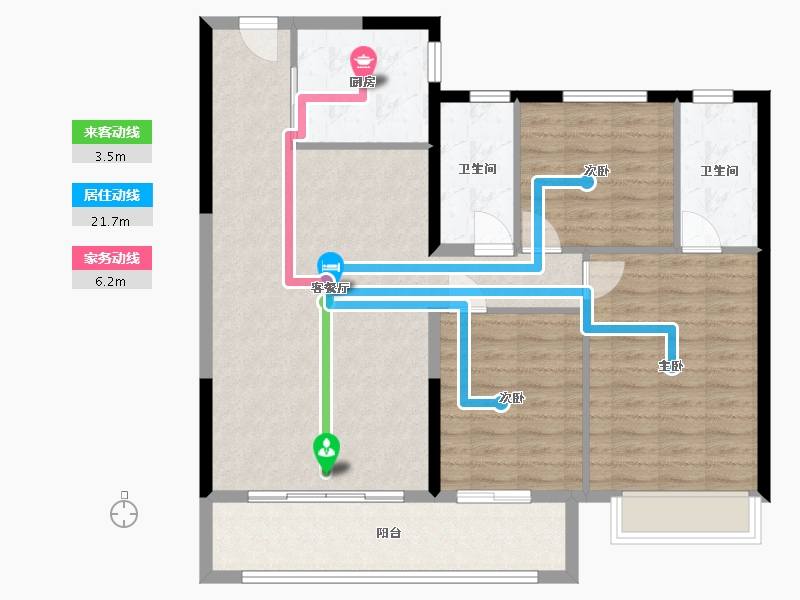 陕西省-西安市-未央城建绿城·桂语未央-102.39-户型库-动静线