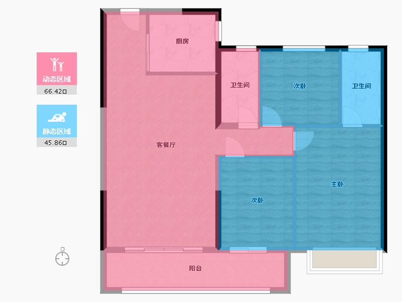 陕西省-西安市-未央城建绿城·桂语未央-102.39-户型库-动静分区