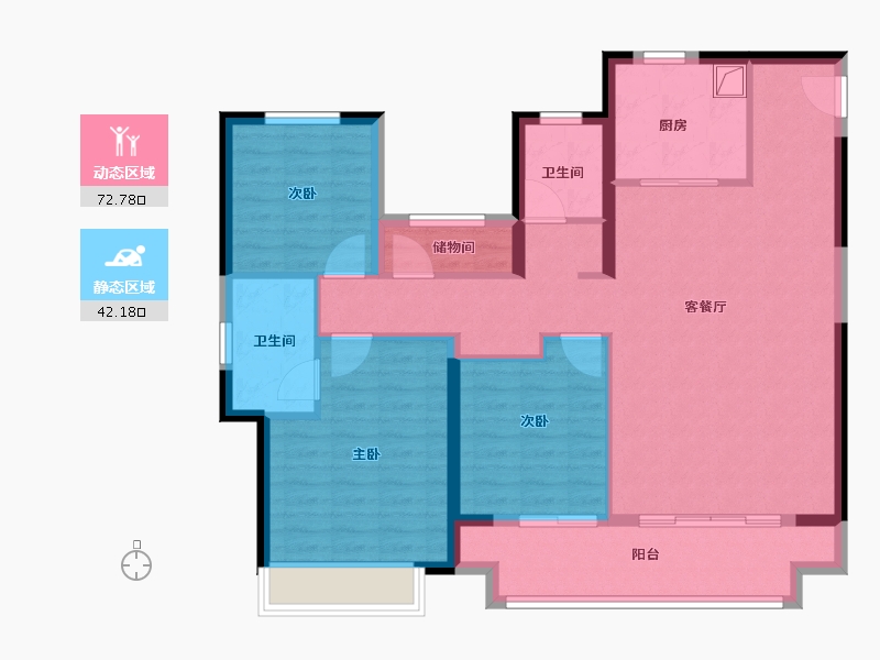 陕西省-西安市-华发·利君都荟城央-103.20-户型库-动静分区