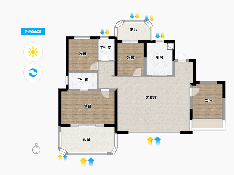 陕西省-西安市-华润置地世园润府-114.40-户型库-采光通风