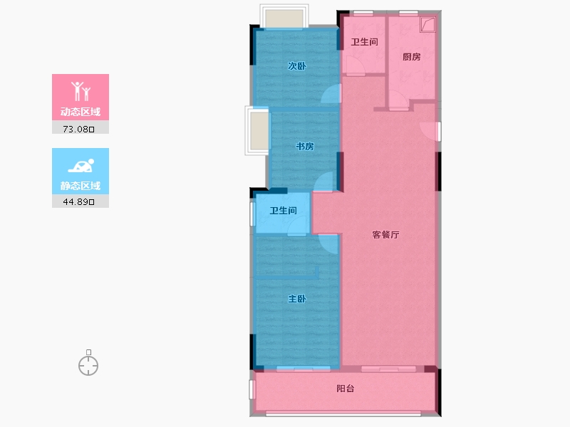 湖北省-武汉市-武汉城建龙樾上城-107.45-户型库-动静分区