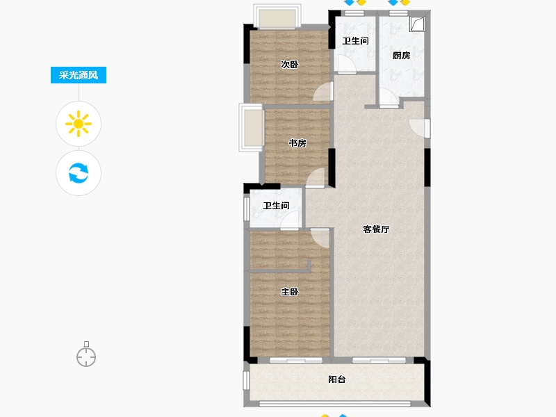 湖北省-武汉市-武汉城建龙樾上城-107.45-户型库-采光通风