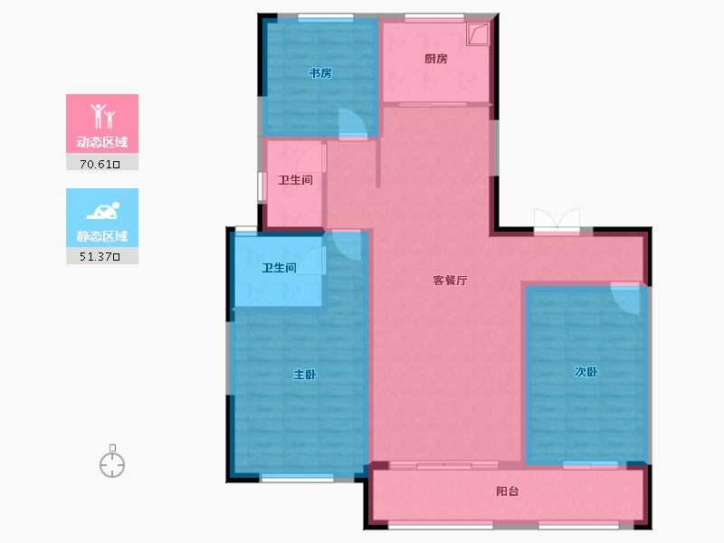 山东省-潍坊市-富丽世家营销中心-108.80-户型库-动静分区