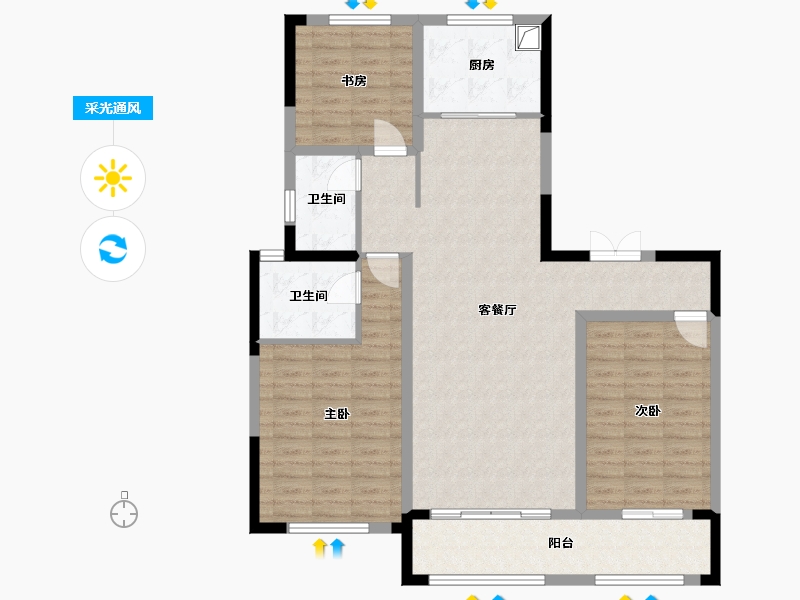 山东省-潍坊市-富丽世家营销中心-108.80-户型库-采光通风