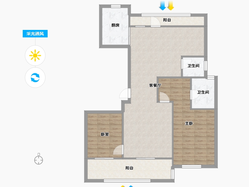 浙江省-嘉兴市-苏嘉名境园-100.00-户型库-采光通风