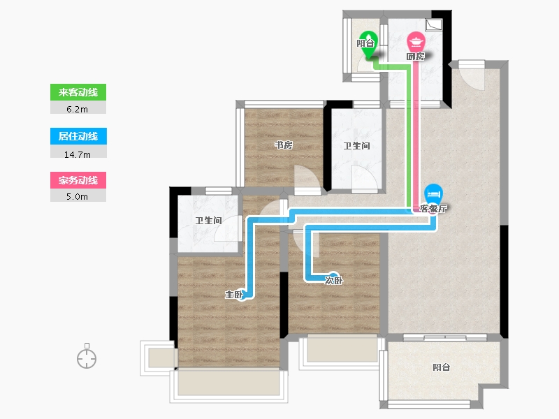 四川省-绵阳市-蓝润春风九里-76.00-户型库-动静线