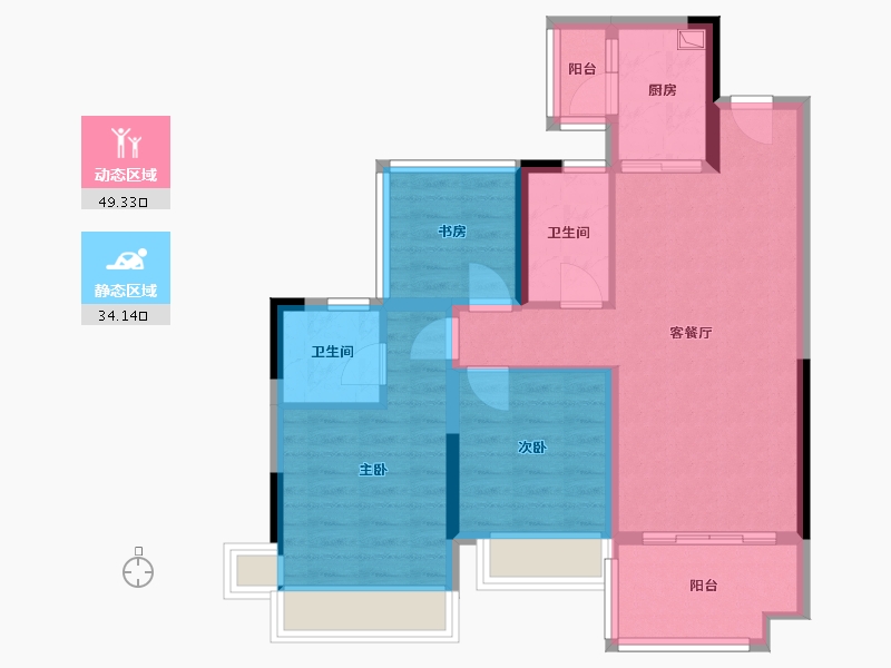 四川省-绵阳市-蓝润春风九里-76.00-户型库-动静分区