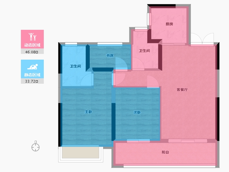 浙江省-温州市-绿城·龙港桂语江南-71.14-户型库-动静分区