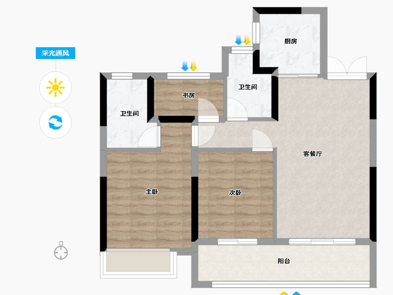 浙江省-温州市-绿城·龙港桂语江南-71.14-户型库-采光通风