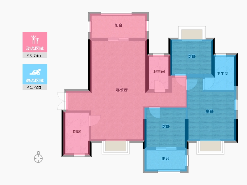 海南省-海口市-怡和湖城大境-97.60-户型库-动静分区