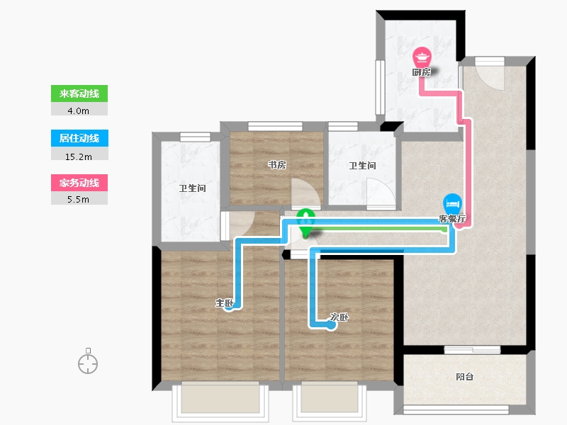 浙江省-温州市-龙湖揽境-72.42-户型库-动静线