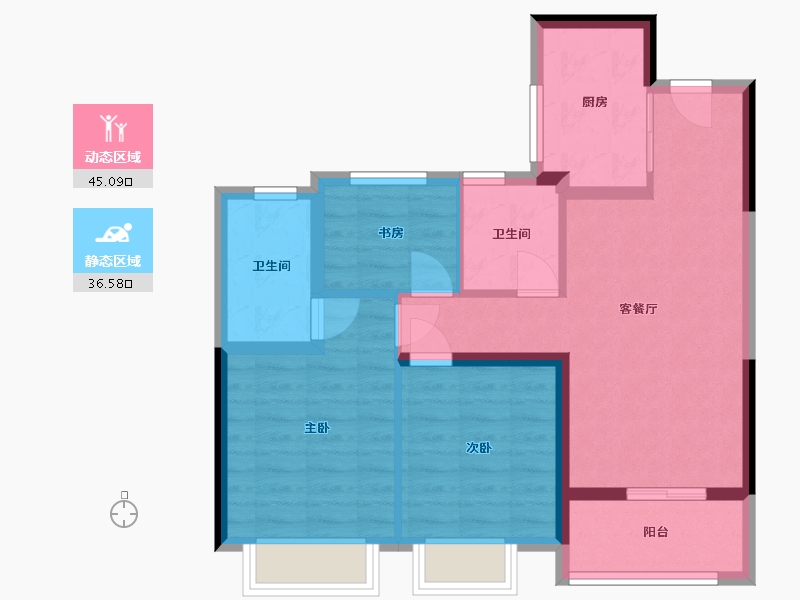 浙江省-温州市-龙湖揽境-72.42-户型库-动静分区