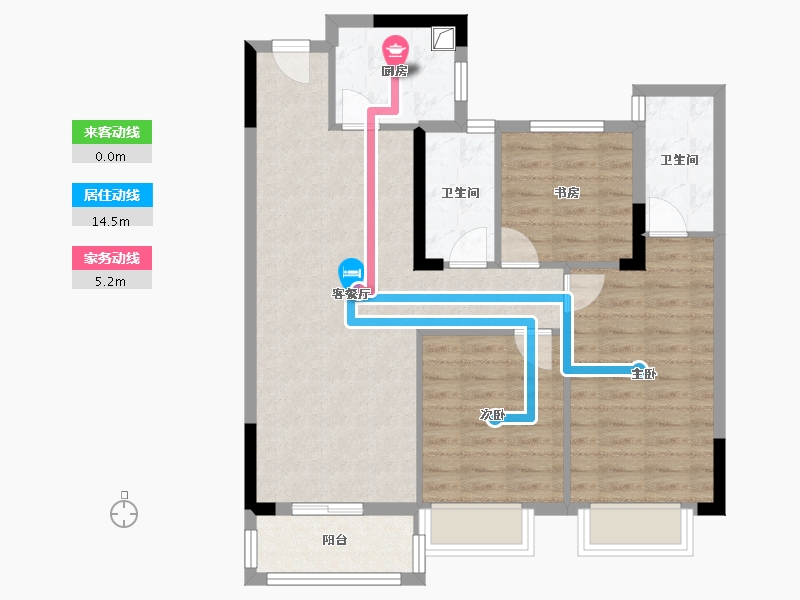 湖北省-武汉市-武汉城建龙樾上城-83.55-户型库-动静线