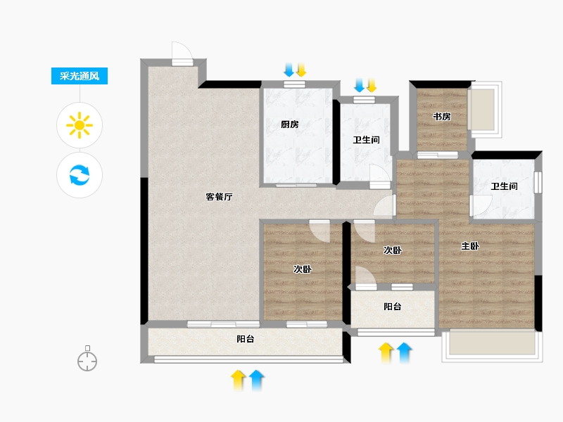 广东省-广州市-华润置地天河润府-92.00-户型库-采光通风