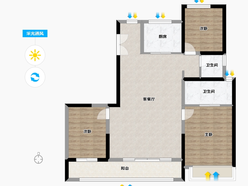 陕西省-西安市-中铁·阅唐府-100.11-户型库-采光通风