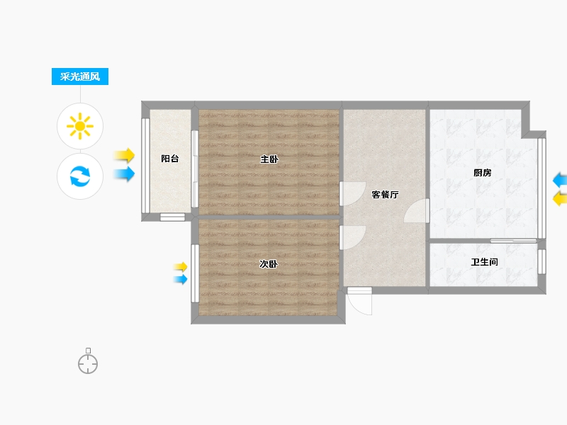 湖南省-长沙市-省湘剧院宿舍-72.40-户型库-采光通风