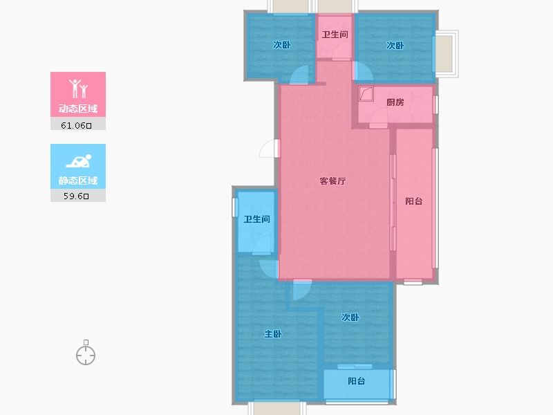 云南省-昆明市-筑友·双河湾德馨苑-89.22-户型库-动静分区