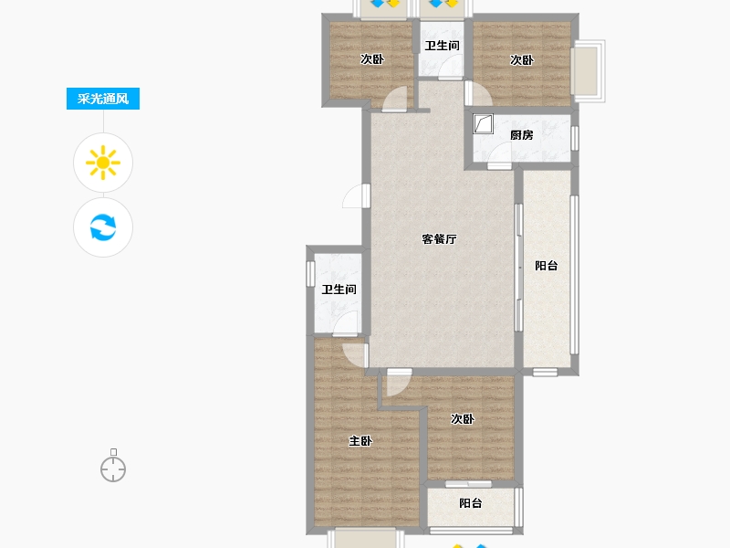 云南省-昆明市-筑友·双河湾德馨苑-89.22-户型库-采光通风